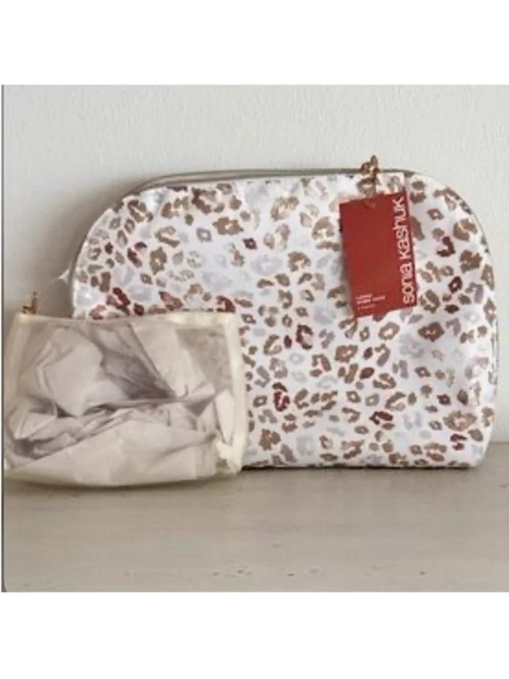 🆕- Sonia Kashuk- 2 Piece Terra Spot Print Large Cosmetic Bag Set